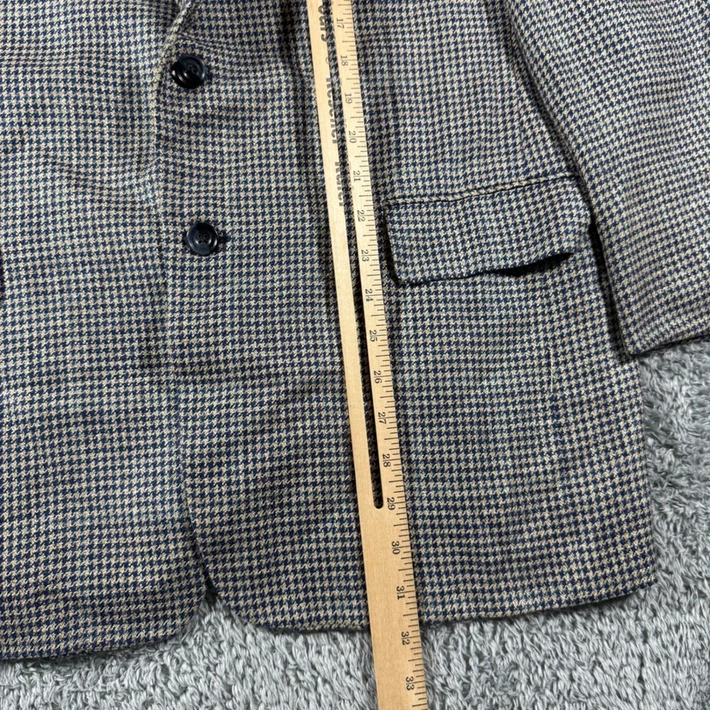 Hickey-Freeman Jacket Mens 41R Silk Linen Wool Houndstooth Sport Coat Blazer